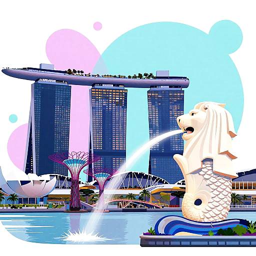 Neon Singapore Skyline Vector Art