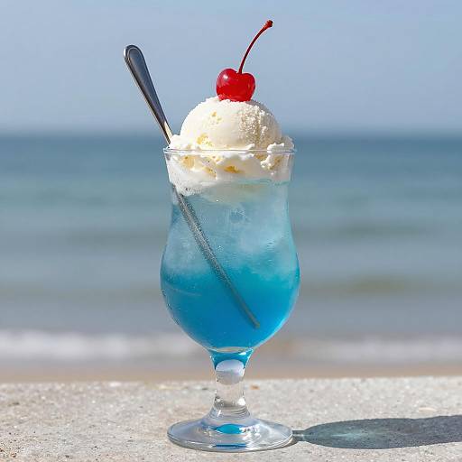 Refreshing Blue Cocktail with Ice Cream