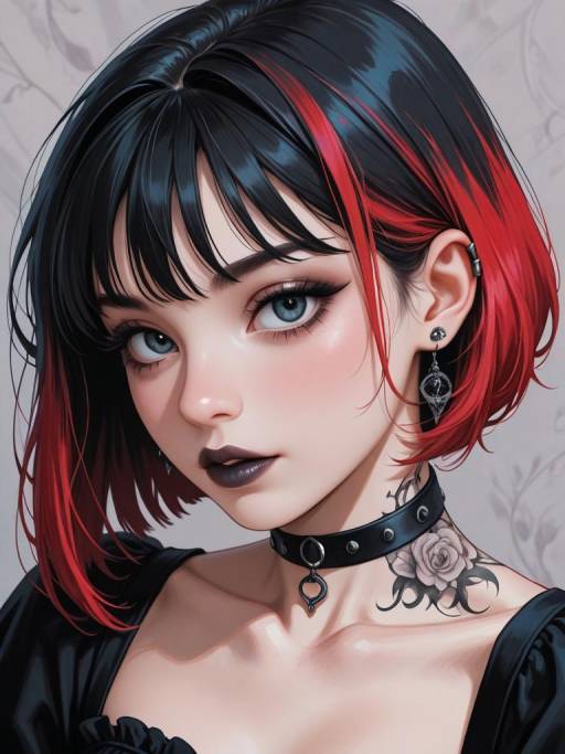 Gothic Beauty Portrait with Vibrant Details
