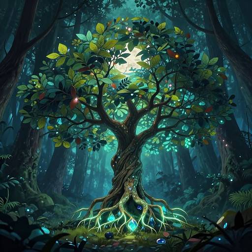 Mystical Gravity-Defying Glowing Tree