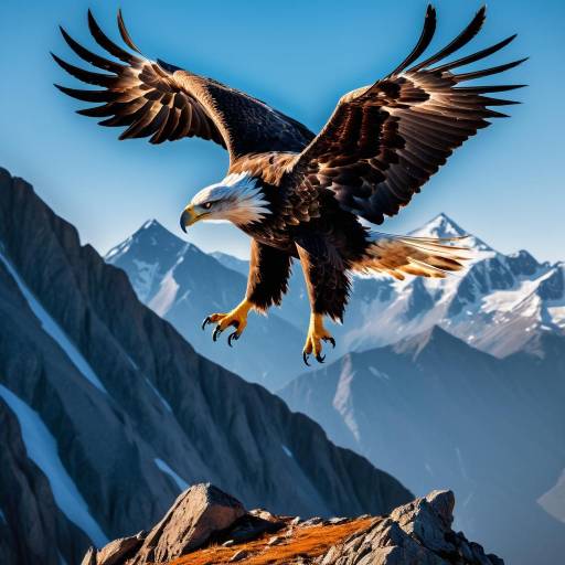 Eagle Soaring on Rugged Mountain Peak Eagle Soaring on Rugged Mountain Peak