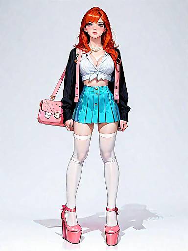 Stylish Young Woman in Preppy Outfit