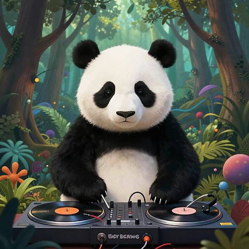 Psychedelic Panda DJ Lowbrow Art