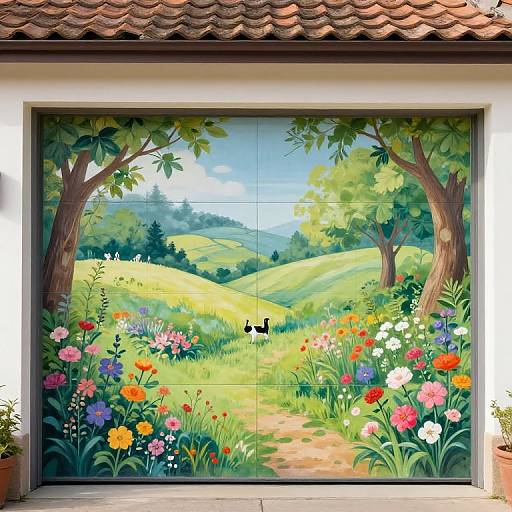 Idyllic Country Garden Garage Mural