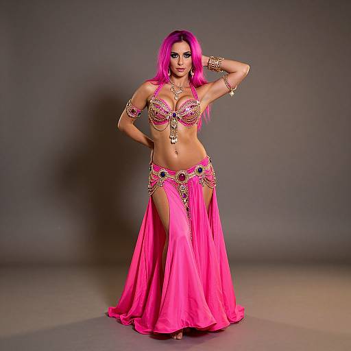 Vibrant Pink-Haired Belly Dancer