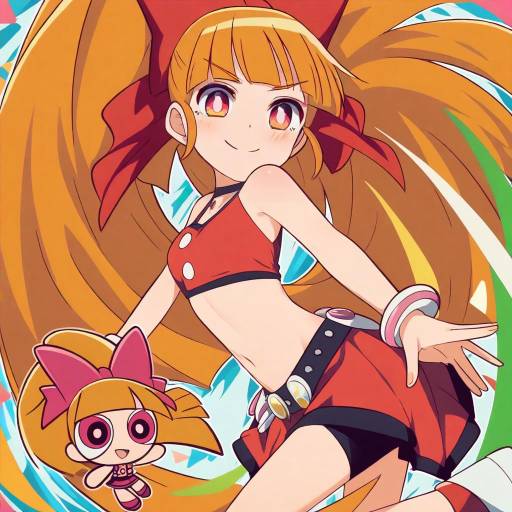 Illustration of Akazutsumi momoko, powerpuff girls z in the style of Miyo (ranthath)