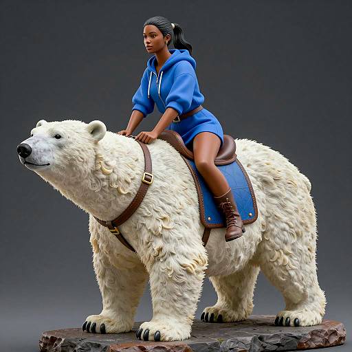 Sculpture of Woman Riding Polar Bear