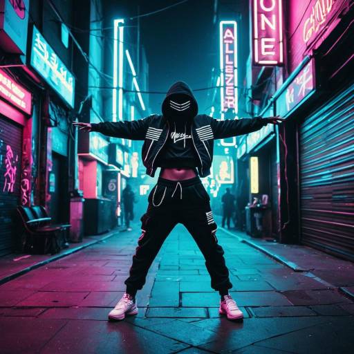 Street Dancer in Neon Cyberpunk Alley