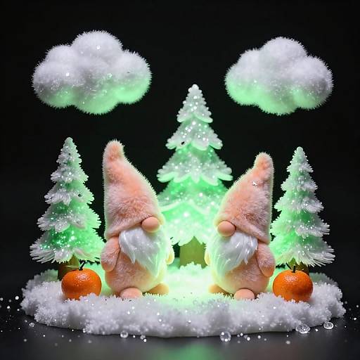 Cute Tangerine Dwarfs Christmas Scene