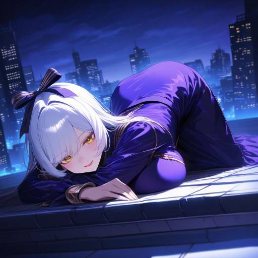 Aesthetic Anime Girl on City Roof