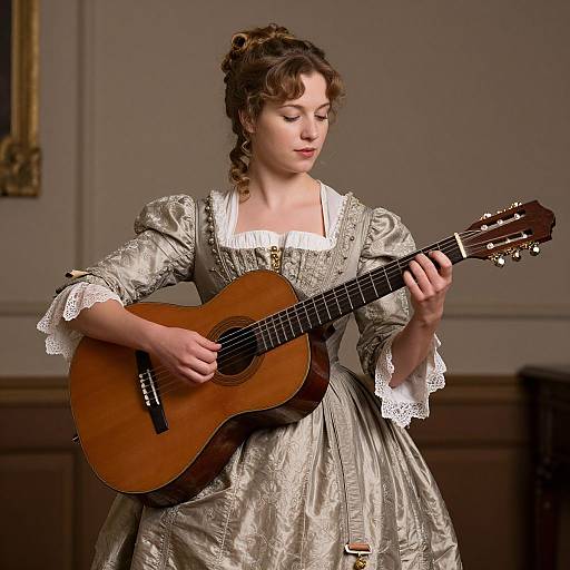19th-Century Woman Playing Guitar