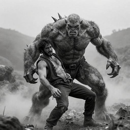 Epic Struggle Between Man and Creature