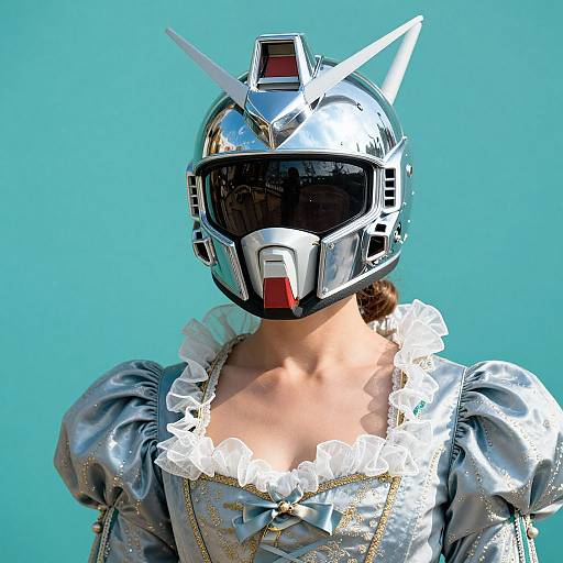 Chrome Gundam Helmet with Marie Antoinette Dress