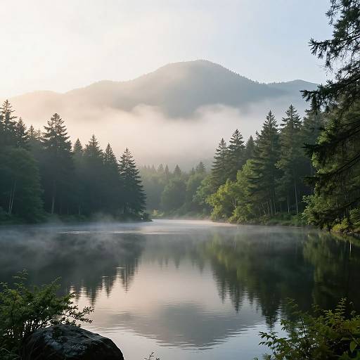 Serene Morning Lake Landscape
