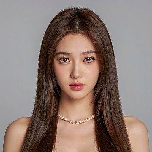 Portrait of young woman with pearl necklace