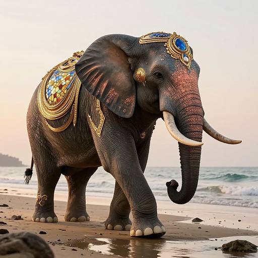 Ornate 3D Elephant at Sunset Tide Pool