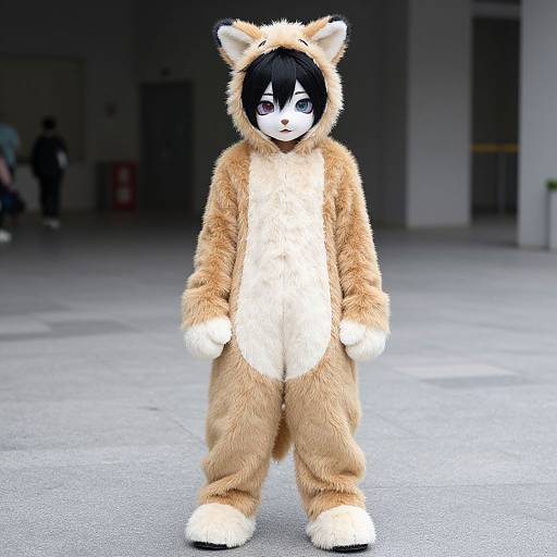 Realistic Kid in Animal Kigurumi Costume