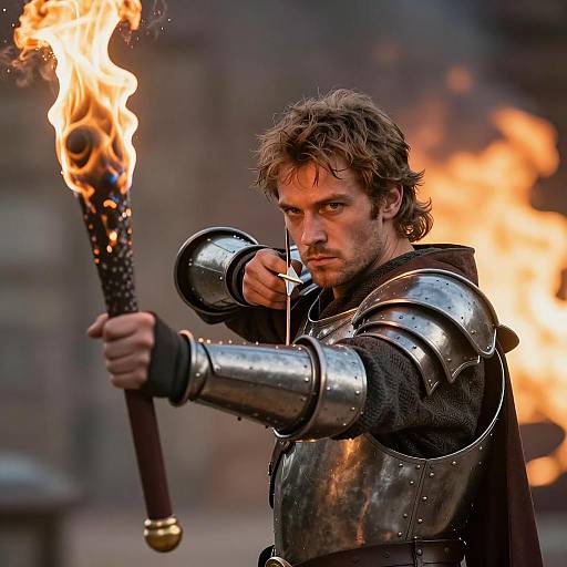 Intense Warrior in Fiery Armor