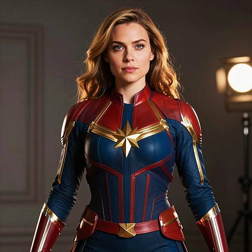 Woman in Detailed Captain Marvel Costume