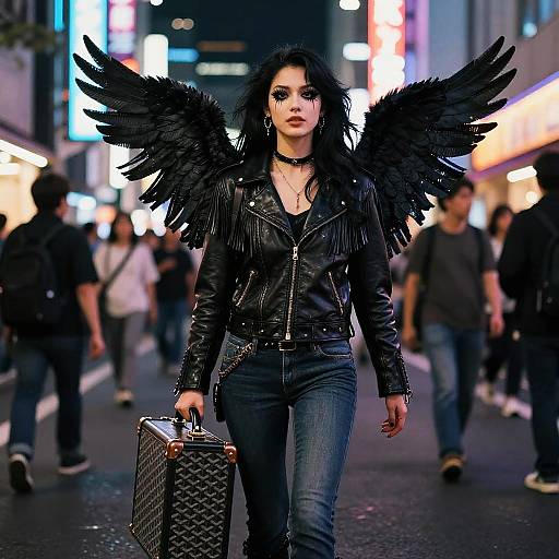 1980s Metal Angel in Cyberpunk Tokyo