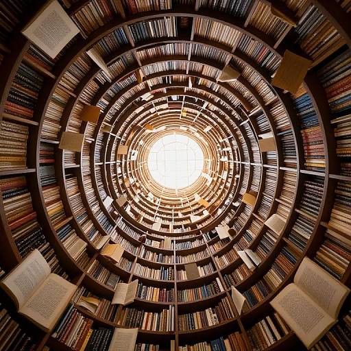 Spiral Library with Floating Books