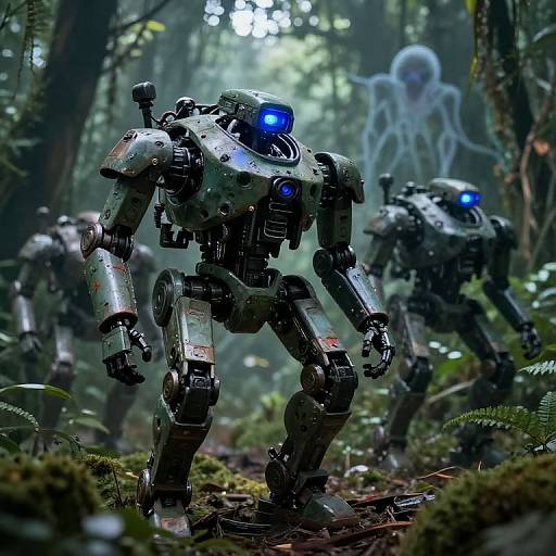 Uplight Humanoid Military Robots Patrol
