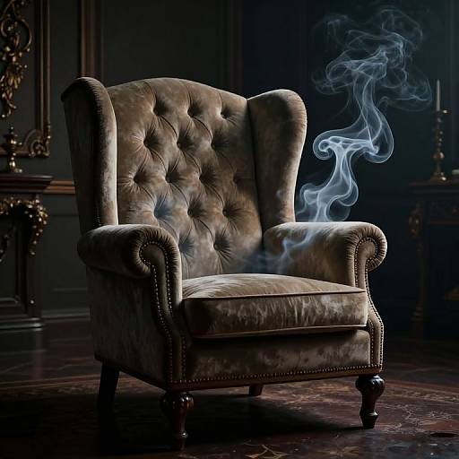 Vintage Wingback Chair with Mystical Smoke