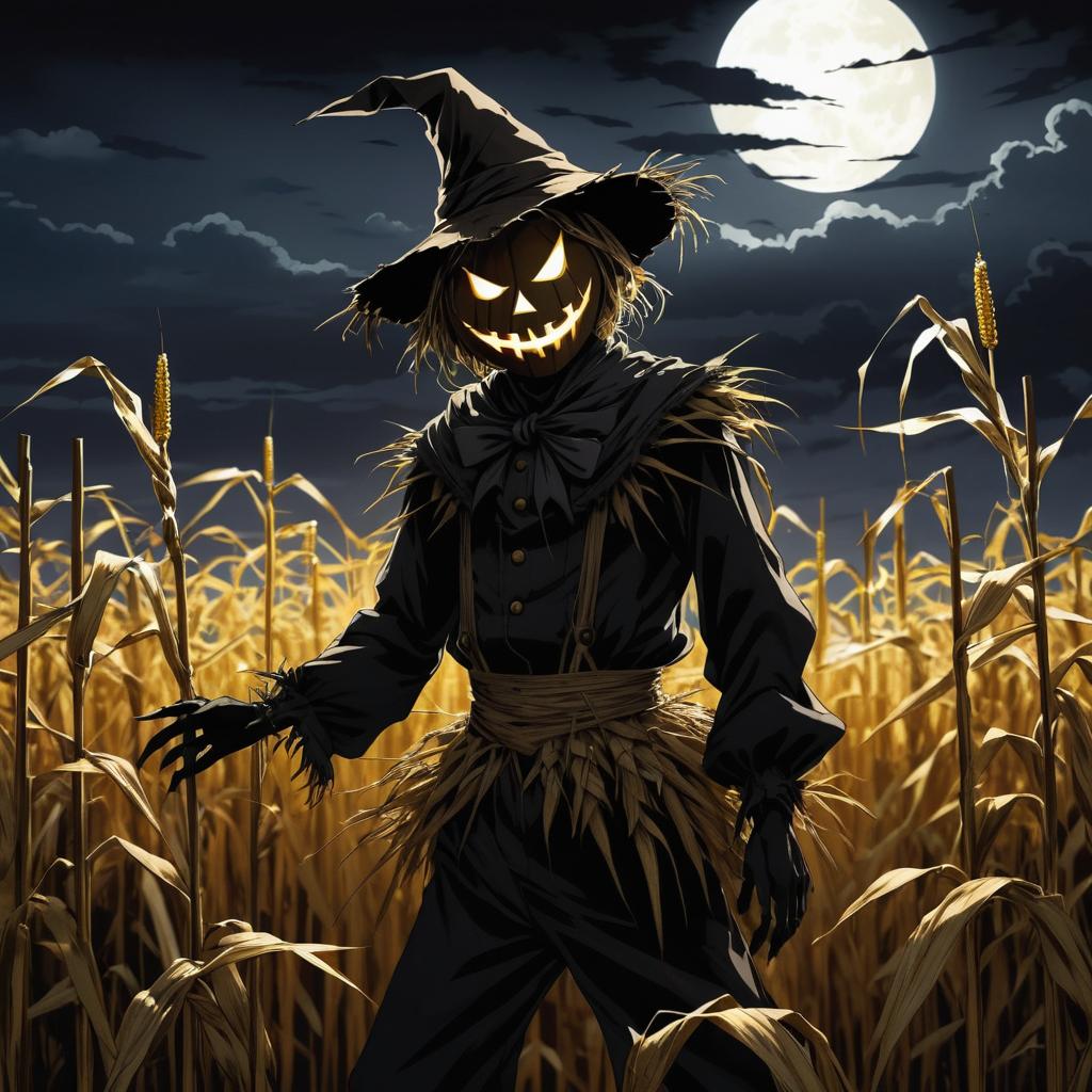 Sinister Scarecrow in Dark Anime Style