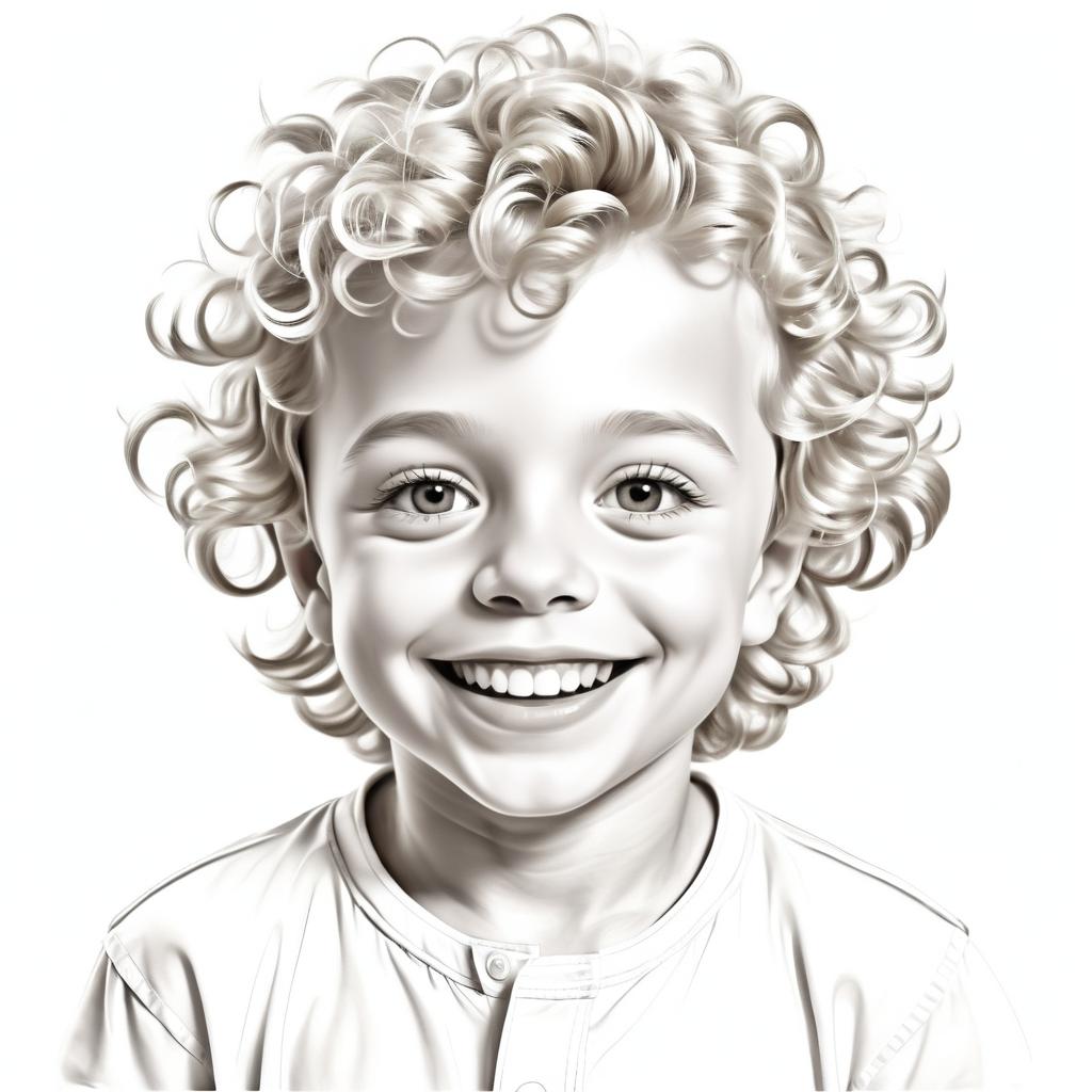 Cheerful Boy Caricature Pencil Drawing