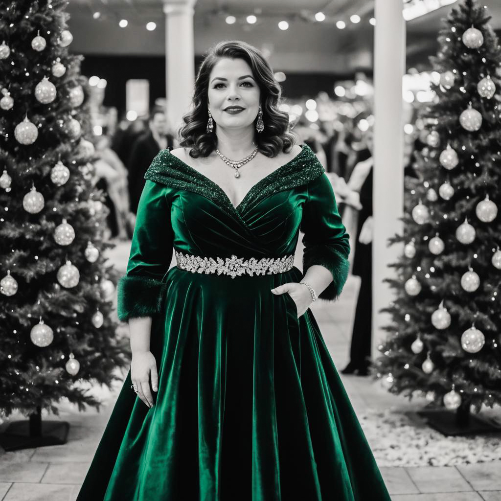 Elegant Curvy Woman in Festive Attire