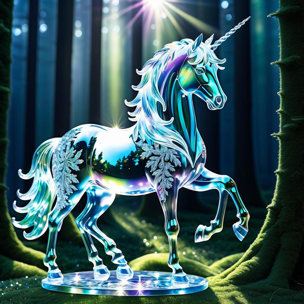 Crystal Unicorn in a Magical Forest