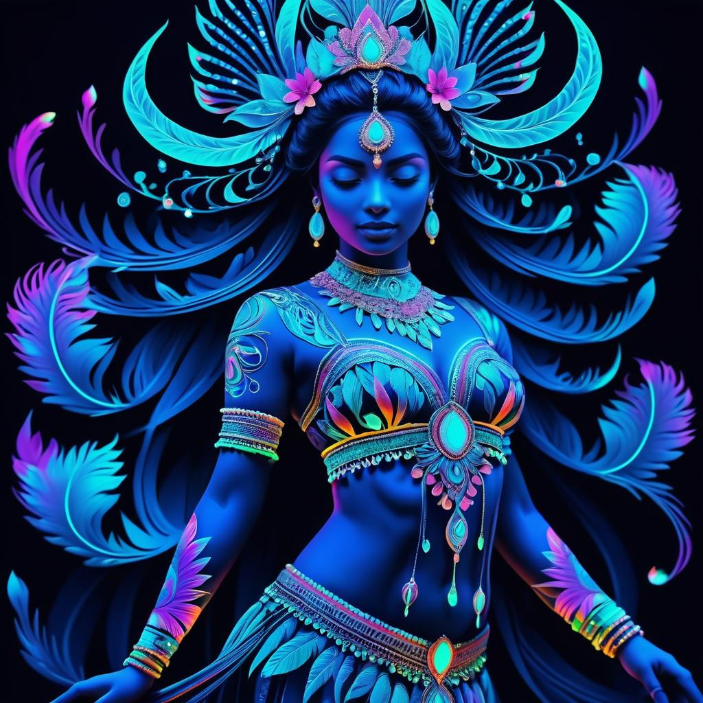 Vibrant Bioluminescent Indian Dancer Art