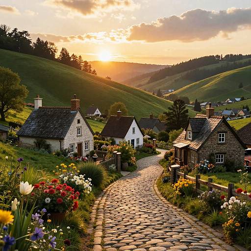 Serene Fantasy Village at Sunset