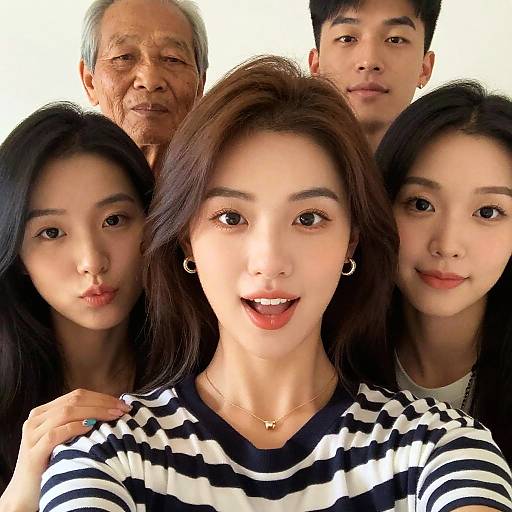 Striped Shirts Group Selfie With Jewelry