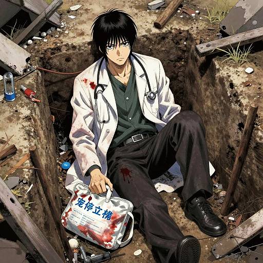 Tragic Fallen Medic in Bombed Trench