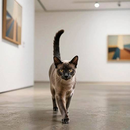 Sleek Bombay Cat in Modern Gallery