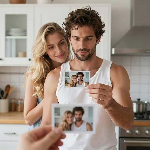 Romantic Kitchen Moment with Photos
