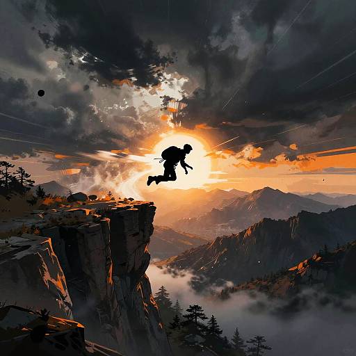 Dynamic Base Jumper Mountain Leap