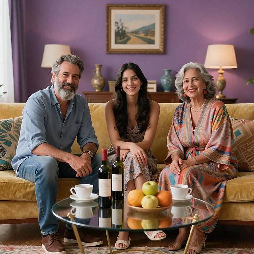 Cozy Family Gathering in Colorful Living Room