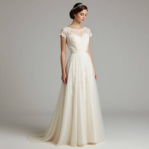 Elegant Vintage Floral Lace Wedding Dress