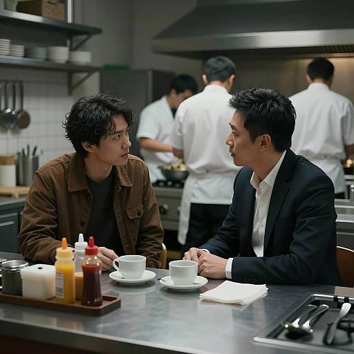 Candid Kitchen Conversation at Night