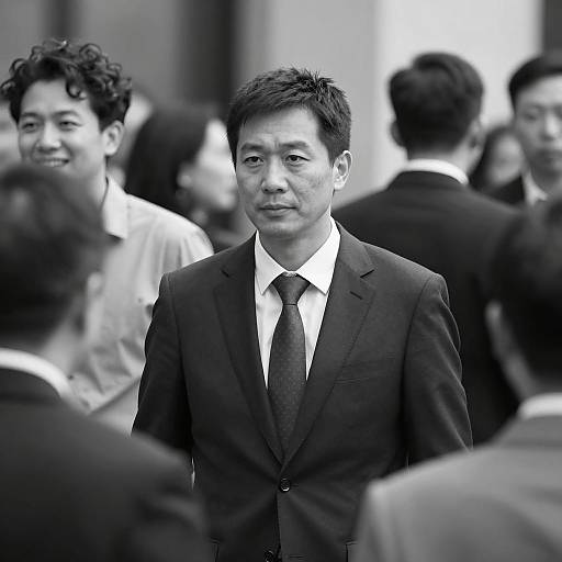 Monochrome Portrait in Crowded Setting
