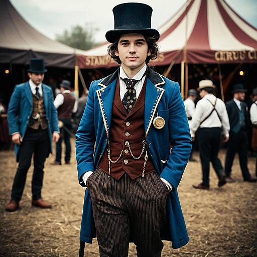 Young Man in Steampunk Circus Costume