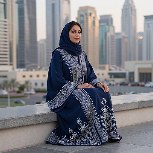 Indigo Abaya on Dubai Rooftop