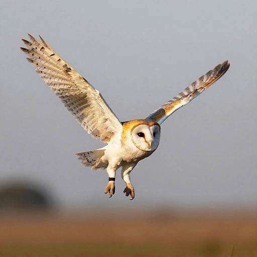 Solo Barn Owl Mid-Flight at Dawn