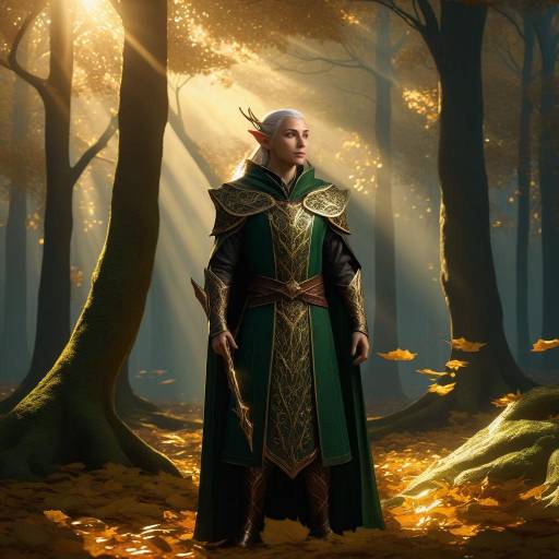 Elven Mage in Enchanted Forest Clearing Elven Mage in Enchanted Forest Clearing