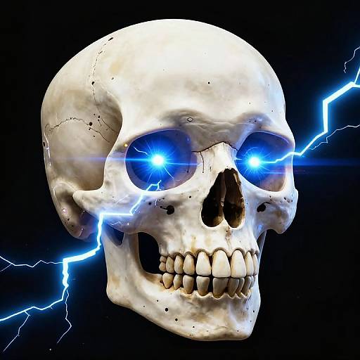 Animated Skull with Electric Lightning Eyes