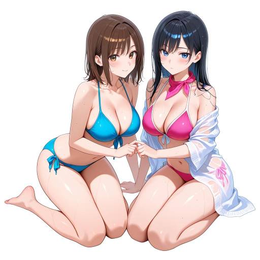 Chic Duo in Trendy Beach Attire Chic Duo in Trendy Beach Attire