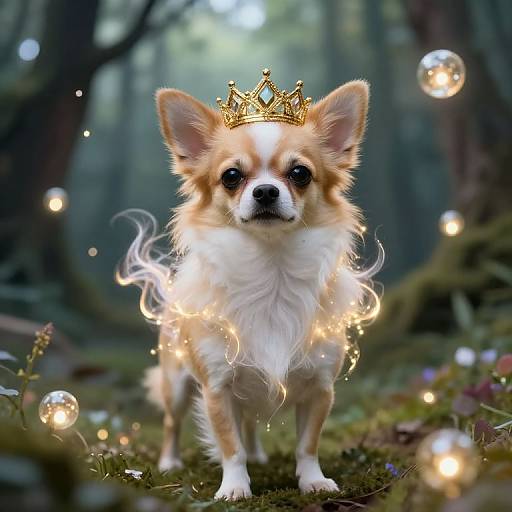 Regal Chihuahua in Mystical Forest