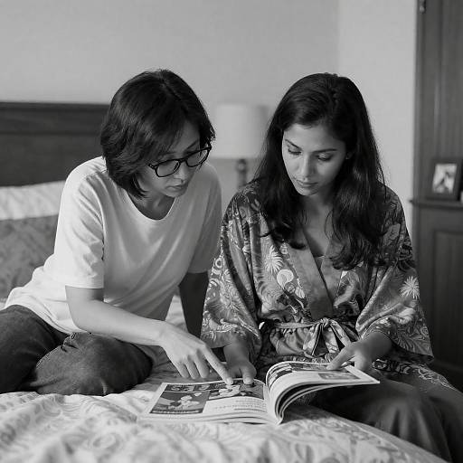 Candid Black-and-White Bedroom Moment